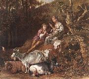 POTTER, Paulus Landscape with Shepherdess Shepherd Playing Flute (detail) ad oil painting